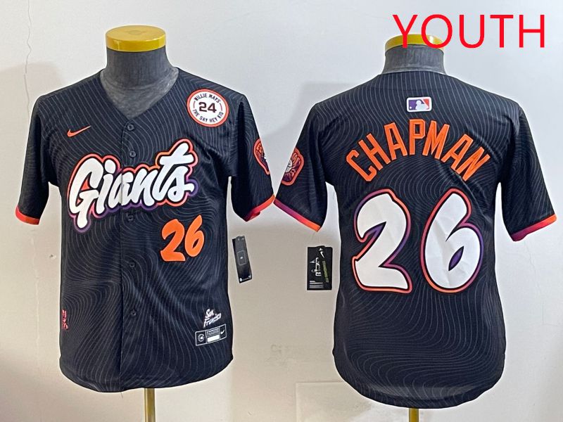 Youth San Francisco Giants 26 Chapman Black Joint Name 2025 Nike MLB Jersey style 7